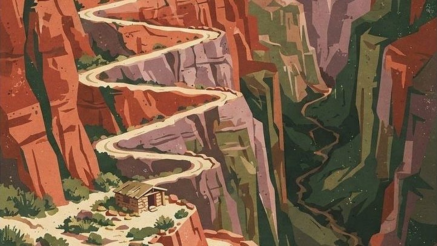 Illustration of Bright Angel Trail to Three-Mile Resthouse