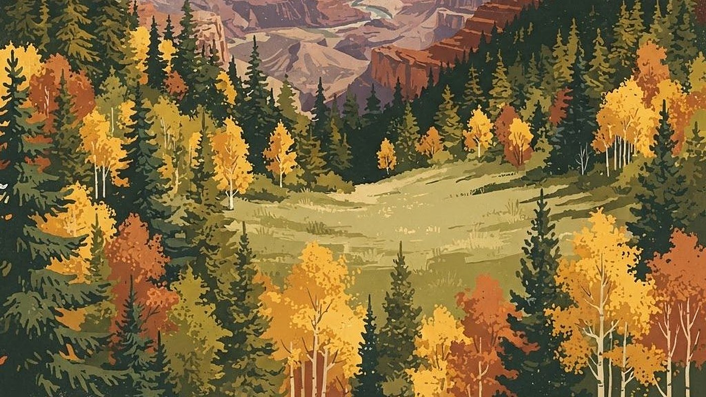 Illustration of Grand Canyon National Park, North Rim