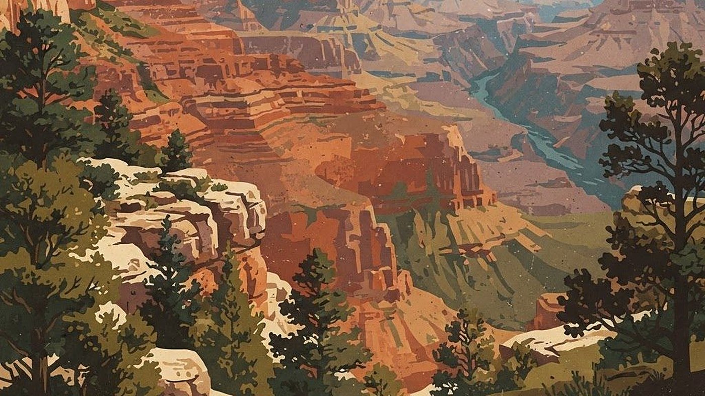 Illustration of Grand Canyon National Park, South Rim